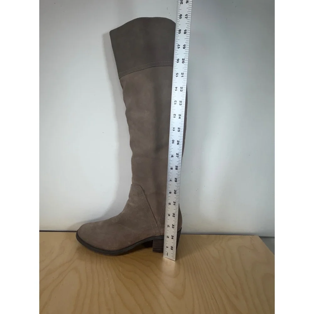 Vince Camuto Suede Over the Knee Boots Braided Detail‎ Size 6 Taupe Brown